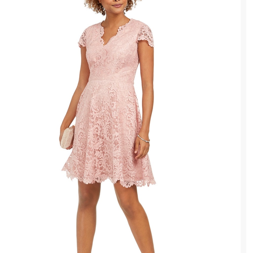 Vince Camuto Scalloped Lace Fit and Flare Dress